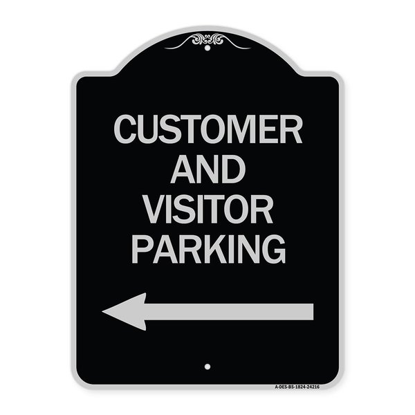 Signmission Customer and Visitor Parking W/ Left Arrow Heavy-Gauge Aluminum Sign, 24" x 18", BS-1824-24216 A-DES-BS-1824-24216